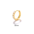 8mm gold sterling silver hoop earring featuring five inlaid round white opal gemstones - White Opal-8mm