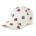 Witte kanten honkbalpet met rood-zwarte hartpatronen voor een stijlvolle vrijetijdslook - Verstelbaar / Wit