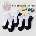 Set van vijf ademende katoenen kindersokken in een klassieke zwart-witte uitvoering - XS (9-12cm) / Mesh Zwarte Basis (Set van 5)