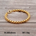 Gold plated stainless steel square box chain bracelet with lobster clasp 200mm - Gold 6mm Box Chain (KB130698-Z)