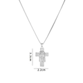 Silver cross necklace with Jesus head relief and white zircons, dimensions 3.3x2.2cm - Silver Figure Cross (A1474)