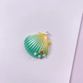 DIY shell pendant in blue-green gradient resin with mini starfish and faux pearl details - Small Shell / Blue Green Gradient