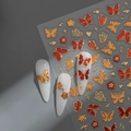 5D embossed butterfly nail art stickers with gold foil outline and 3D floral design - Red Butterfly (CO-433)