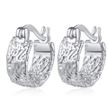 Orecchini a cerchio in argento con trama lavica e design irregolare a forma di C - Rame / Oro Bianco
