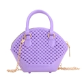 Borsa a mano viola gelatina a conchiglia con trama perlata e catena dorata - Viola