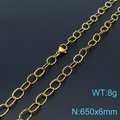 Textured gold-finish hollow O-chain necklace with dimensions 650x66mm and 8g weight - Gold Textured Necklace (KN197675-Z)