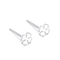 Minimalist S999 sterling silver four-leaf clover stud earrings with polished finish - Four Leaf Clover Studs (S999 Silver)