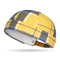 Artistic plaid docker hat in vibrant yellow and blue checkers with metal eyelets - Yellow