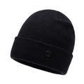 Berretto in maglia a costine nero da uomo con fodera in pile termico e patch logo rotonda - Taglia unica / Nero