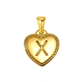 Gold plated titanium steel heart pendant with letter X and beaded edge detail - Heart Initial X Pendant (SP151G-X)