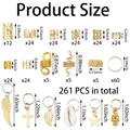 Set di 261 gioielli per dreadlock con ciondoli in lega assortiti e tabella delle taglie - 261 pezzi (In scatola) / Oro