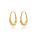 Polished golden teardrop hoop earrings with high mirror finish on a reflective white surface - Gold Simple Water Drop / Gold