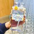 Gourde panda carrée avec housse en silicone chiot dessin animé et sangle imprimée - Chiot Blanc