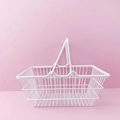 White wire iron desk storage basket with folding handles for capsule coffee - White Medium Basket 19*13.5*9cm