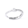 Silver adjustable ring with letter Q pendant and sparkling zircon stone inlay - Letter Q
