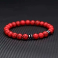 6mm red turquoise magnetic bracelet with black veins and silver spacer beads - 8mm Red Turquoise