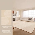 Waterproof cream minimalist area rug with geometric arch pattern for living room decor - 80x160cm / Light Weave