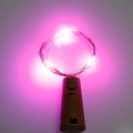 Pink LED wine bottle cork string lights with brown battery box on white background - Pink