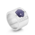 Anello a fascia larga in argento con pietra occhio di gatto viola e zirconi pavé - US 6 / Stile Argento Occhio di Gatto Viola (KR107815-K)