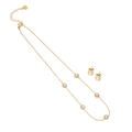Elegant gold stainless steel jewelry set with white pearls necklace and stud earrings - 11# Pearl Necklace and Earrings Set