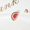 Cute red watermelon drop oil alloy charm with golden frame for DIY jewelry making - 10# Semi-circle Watermelon