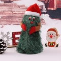 Christmas tree plush toy with red hat and green fur for festive holiday decoration - Medium Rotating Tree