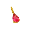 Polished gold-plated necklace charm with a pear-cut red zircon birthstone pendant - June (Alexandrite/Light Purple)