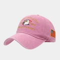 Detail of pink washed cotton cap with 250th anniversary eagle and US flag embroidery - Style A Baseball Cap Pink