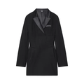 Robe blazer noire à manches longues avec revers en satin et coupe ajustée effet corset - S / Noir