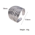 Minimalist silver geometric hollow ring with multi-layer lines and 19mm width size details - Steel