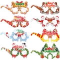 8er Set festliche Weihnachtsbrillen mit bunten weihnachtlichen Motiv-Designs - Weihnachtsserie C-Stil (8-teiliges Set)