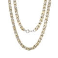 Collar de cadena bizantina bicolor de 5 mm en acero inoxidable plateado y dorado - Oro y Plata / 45cm
