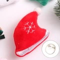 Cute red plush Christmas hat brooch with white snowflake embroidery and pin detail - Christmas Hat - Brooch Style
