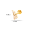 Golden labret piercing with marquise-cut marquise zircon leaves, 0.88cm x 0.45cm - Leaf/Flower Cluster Design (0166-9#) / Gold