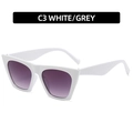 Modern white square frame sunglasses with grey gradient lenses in a trendy cat-eye style - White Frame Gradient Grey