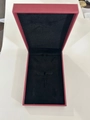 Red brushed PU jewelry storage box with black velvet lining for necklaces and pendants - Bracelet Box / Burgundy