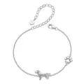 S925 sterling silver golden retriever dog and paw print charm bracelet with lobster clasp - 925 Silver / SCB291 Golden Retriever