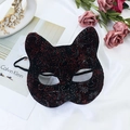 Elegante schwarze Katzenmaske für Maskenball mit roten und silbernen Glitzermustern - Rot und Schwarz (Stil 1)