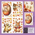Autumn window stickers set with hedgehog fox squirrel designs 4 sheets 20x30cm - Thanksgiving Animals 4-Sheet Set