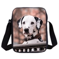 Black crossbody bag for kids featuring a realistic 3D dalmatian dog print on the front - Dalmatian
