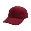 Detailed macro view of the wine red corduroy fabric texture on a classic baseball cap - One Size Adjustable / Adult / Burgundy