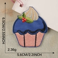 Blue and pink cartoon cupcake embroidery patch, self-adhesive DIY sticker 6.5cm x 5.6cm - Blue And Pink Cream Cake (Self-adhesive)