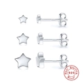 Set aus 3 minimalistischen S925 Sterling Silber Stern-Ohrsteckern mit Politur - Stern 3er-Set / Weißgold