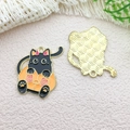 Halloween charm featuring a black cat inside an orange pumpkin with golden metal back - 24x30mm