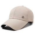 Men's light beige cotton baseball cap with side metal sport buckle in 45-degree view - Adjustable / Khaki