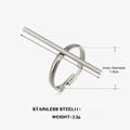 Bague ajustable en acier inoxydable poli avec barre horizontale de 4 cm - Style De Ligne Argentée (1)