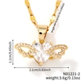 Detail view of gold heart wing pendant necklace with precise dimensions 2.1x1.1cm - Gold Clear Style (N01221-2)