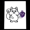 Natural purple fluorite acorn pendant carving displayed on a creative squirrel card base - Amethyst (1pc)