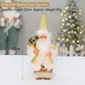 Staande Kerstman knuffel in goud en wit met puntmuts, 22cm hoog ornament - Goud en Wit Getextureerde Stijl