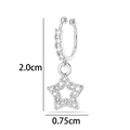 Boucles d'oreilles étoile en argent avec zircone et dimensions de 2,0 cm x 0,75 cm - Forme d'étoile (2624-2#) / Argent